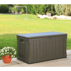 LIFETIME Hyndeboks i kunststof 440 liter H67,2 x B127,9 x D64 cm - Brun